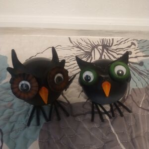 2 Vintage Metal “Owl” Folk Art Bobblehead Sculpture